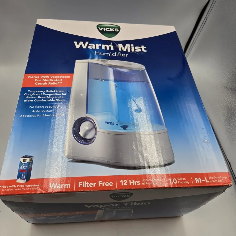 NEW Vicks Warm Mist Humidifier Large Model‎ V745WB Filter Free 1 Gallon W/ Vicks